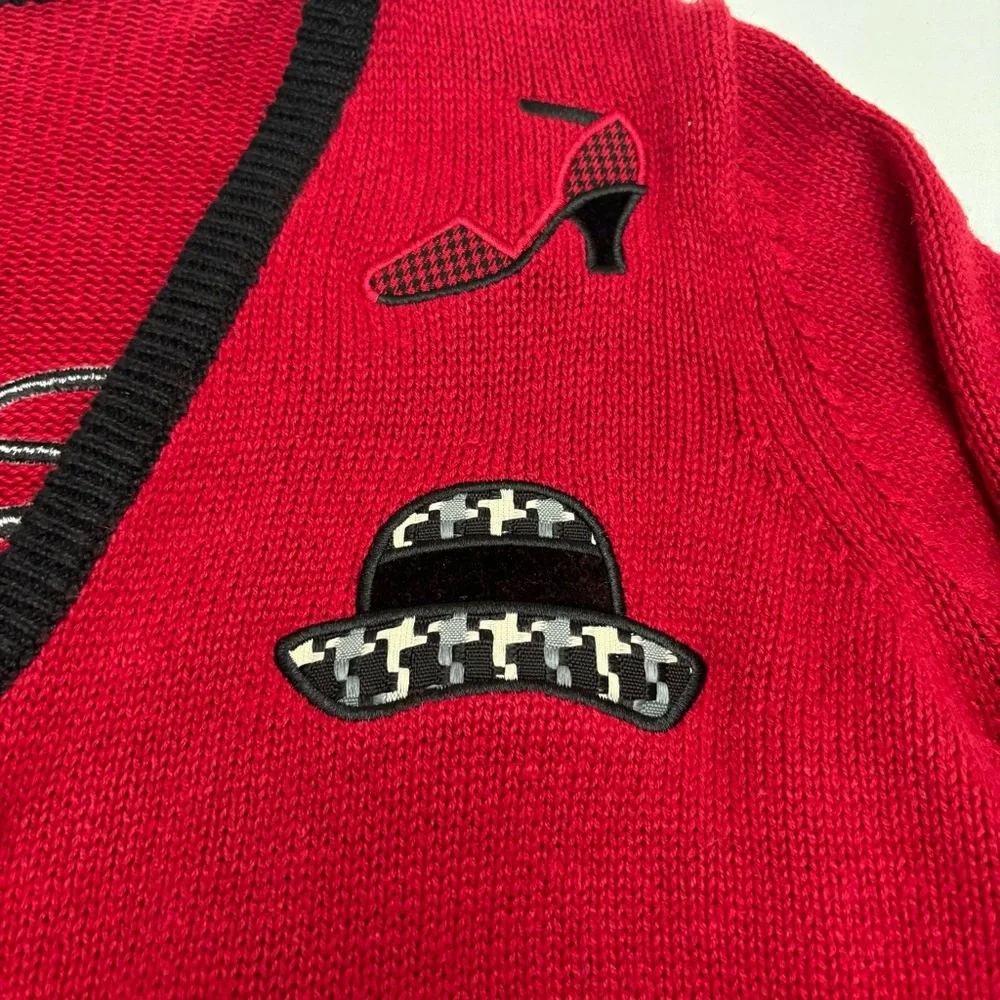 Christopher Banks vintage Knit Red Sweater with Purse Shoe Accents